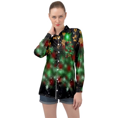 Christmas Star Jewellery Long Sleeve Satin Shirt by anzea