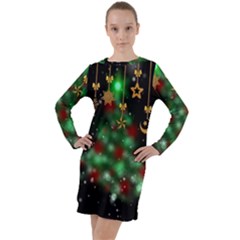 Christmas Star Jewellery Long Sleeve Hoodie Dress by anzea