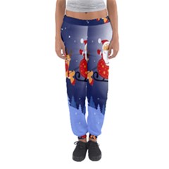 Deer Santa Claus Flying Trees Moon Night Merry Christmas Women s Jogger Sweatpants by anzea