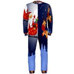 Deer Santa Claus Flying Trees Moon Night Merry Christmas Onepiece Jumpsuit (men)