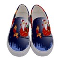 Deer Santa Claus Flying Trees Moon Night Merry Christmas Women s Canvas Slip Ons View1