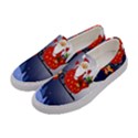 Deer Santa Claus Flying Trees Moon Night Merry Christmas Women s Canvas Slip Ons View2