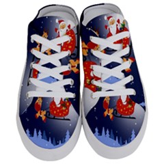 Deer Santa Claus Flying Trees Moon Night Merry Christmas Half Slippers by anzea