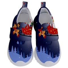 Deer Santa Claus Flying Trees Moon Night Merry Christmas Kids  Velcro No Lace Shoes by anzea