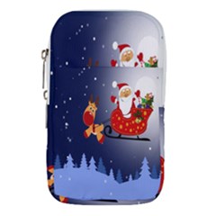 Deer Santa Claus Flying Trees Moon Night Merry Christmas Waist Pouch (small) by anzea