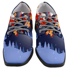 Deer Santa Claus Flying Trees Moon Night Merry Christmas Women Heeled Oxford Shoes by anzea