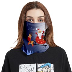 Deer Santa Claus Flying Trees Moon Night Merry Christmas Face Covering Bandana (two Sides) by anzea