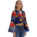 Deer Santa Claus Flying Trees Moon Night Merry Christmas Boho Long Bell Sleeve Top View3