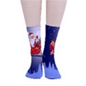 Deer Santa Claus Flying Trees Moon Night Merry Christmas Smooth Crew Length Tube Socks View1