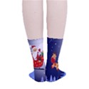 Deer Santa Claus Flying Trees Moon Night Merry Christmas Smooth Crew Length Tube Socks View4