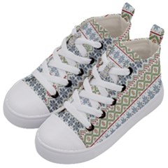 Christmas Star Flower Red Blue Kids  Mid-top Canvas Sneakers by anzea