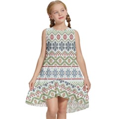 Christmas Star Flower Red Blue Kids  Frill Swing Dress by anzea