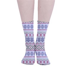 Christmas Star Flower Red Blue Smooth Crew Length Tube Socks by anzea