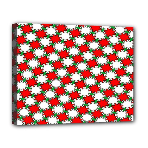 Christmas Star Red Green Deluxe Canvas 20  X 16  (stretched) by anzea