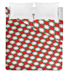 Christmas Star Red Green Duvet Cover Double Side (queen Size) by anzea