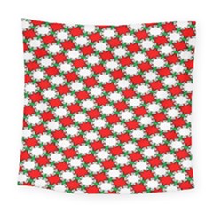 Christmas Star Red Green Square Tapestry (large)