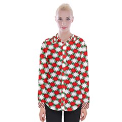 Christmas Star Red Green Womens Long Sleeve Shirt