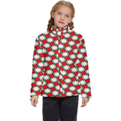 Christmas Star Red Green Kids  Puffer Bubble Jacket Coat by anzea