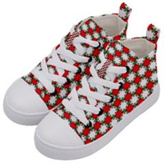 Christmas Star Red Green Kids  Mid-top Canvas Sneakers