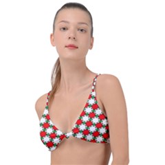 Christmas Star Red Green Knot Up Bikini Top