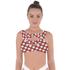 Christmas Star Red Green Bandaged Up Bikini Top