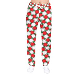 Christmas Star Red Green Women Velvet Drawstring Pants