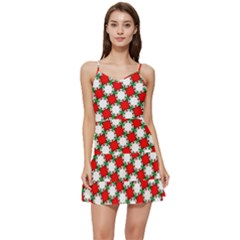 Christmas Star Red Green Short Frill Dress