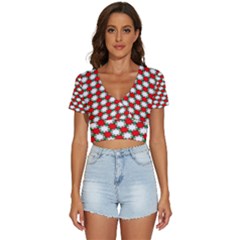 Christmas Star Red Green V-neck Crop Top by anzea