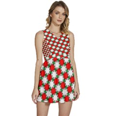 Christmas Star Red Green Sleeveless High Waist Mini Dress by anzea