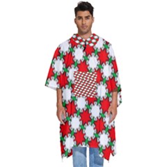 Christmas Star Red Green Men s Hooded Rain Ponchos