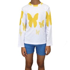 Yellow Butterfly Animals Fly Kids  Long Sleeve Swimwear by anzea