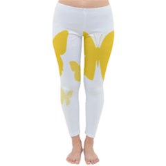 Yellow Butterfly Animals Fly Classic Winter Leggings