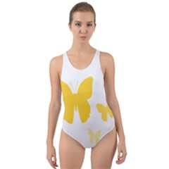 Yellow Butterfly Animals Fly Cut-out Back One Piece Swimsuit by anzea