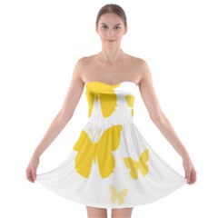 Yellow Butterfly Animals Fly Strapless Bra Top Dress by anzea