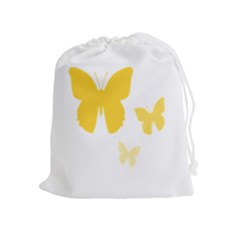 Yellow Butterfly Animals Fly Drawstring Pouch (xl) by anzea