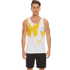 Yellow Butterfly Animals Fly Men s Wide Collar Tank Top by anzea