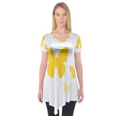 Yellow Butterfly Animals Fly Short Sleeve Tunic  by anzea