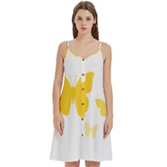 Yellow Butterfly Animals Fly Women s Spaghetti Strap Pullover Cami Dress