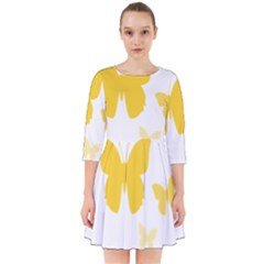 Yellow Butterfly Animals Fly Smock Dress