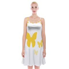 Yellow Butterfly Animals Fly Spaghetti Strap Velvet Dress