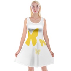 Yellow Butterfly Animals Fly Reversible Velvet Sleeveless Dress