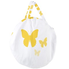 Yellow Butterfly Animals Fly Giant Round Zipper Tote