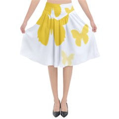 Yellow Butterfly Animals Fly Flared Midi Skirt