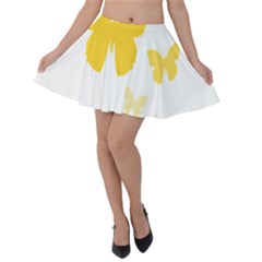 Yellow Butterfly Animals Fly Velvet Skater Skirt