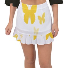 Yellow Butterfly Animals Fly Fishtail Mini Chiffon Skirt