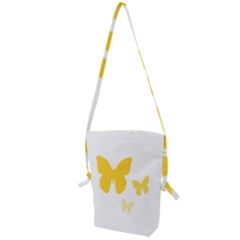 Yellow Butterfly Animals Fly Folding Shoulder Bag