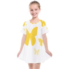 Yellow Butterfly Animals Fly Kids  Smock Dress