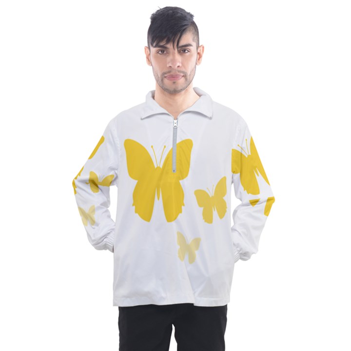 Yellow Butterfly Animals Fly Men s Half Zip Pullover