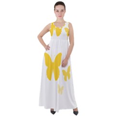 Yellow Butterfly Animals Fly Empire Waist Velour Maxi Dress