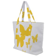 Yellow Butterfly Animals Fly Zip Up Canvas Bag